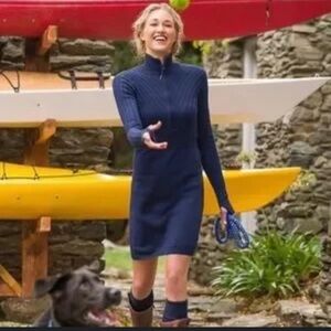 Athleta Navy Blue Long Sleeve Ribbed Dress